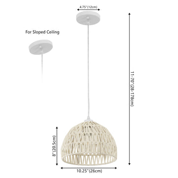 Campana 20" Bohemian Modern Woven Rattan/Iron LED Pendant